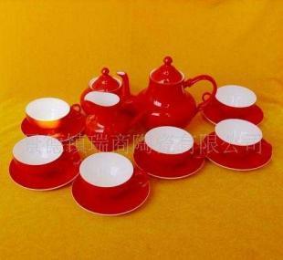 订制景德镇骨瓷 陶瓷咖啡具 中国红 杯碟 壶 奶缸_家居家具_世界工厂网中国产品信息库