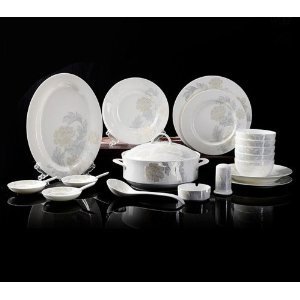 IJARL 亿嘉__IJARL 亿嘉 景德镇创意陶瓷 56头骨瓷餐具碗碟盘子套装瓷器 简约韩式欧式 爱情海56头_行情_报价_价格_评测_亚马逊中国