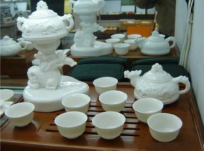 正品特卖景德镇瓷器 两用极品骨瓷雕龙全自动自流壶酒具 自斟茶具-家用-餐厨用品-茶具/茶杯-整套茶具 | 网购-拍拍网